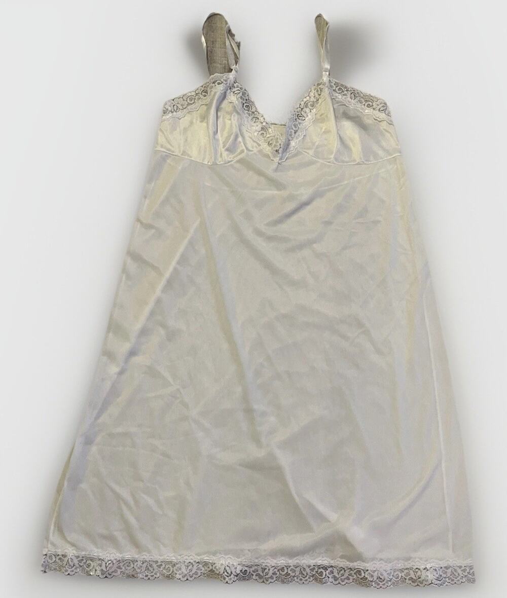 VTG 80-90s Sears Satin Lace Lingerie Chemise Nightie Gown Slip Coquette Dress M